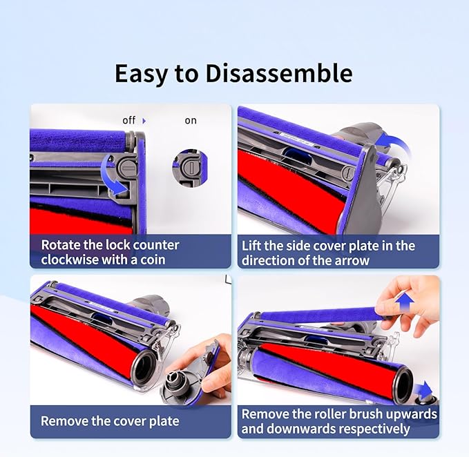 5 Pack Soft Roller Brush Replacement Kit Compatible with Dyson V10,V11,SV12,SV14 Soft Roller Cleaner Head,Vacuum Attachment Replacement Parts for Home Cleaning,1 Clean brush 1 Screwdriver