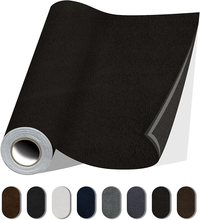 Fabric Repair Patches, 17X158 Inch Self-Adhesive Suede Patches Tape Durable, DIY Large Fabric Repair for Sofa, Couches, Furniture, Chair, Clothing （17X158 Inch, Coffee）