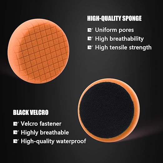 SPTA Orange Light Cut Pad, Buffing Polishing Pads, 1Pc 3.5 Inch Face for 3 Inch 80mm Backing Plate Compound Buffing Sponge Pads for Car Buffer Polisher Compounding, Polishing and Waxing -FPTSS3O