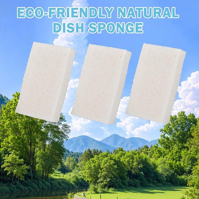 YoleShy 48 Pack White Sponges Kitchen Natural Compressed Cellulose Sponges for Dishes Bulk Non Scratch for Household Cookware Bathroom Cars Soft Super Absorbent Reusable