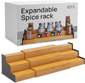 Ibyx Premium 3-Tier Spice Rack Organizer for Cabinet - Expandable Bamboo Spice Storage - Non-Skid Countertop Step Spice Shelf - Great for Kitchen Cabinet Countertop (Natural - Wide)