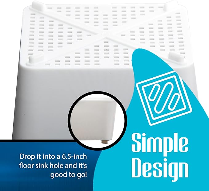 6.5-inch Floor Drain Cover Alternative, Square Sink Drain Basket for Restaurants, Home and More, Commercial Sink Strainer with 0.19-inch Holes, Versatile Plastic Drain Screen Basket