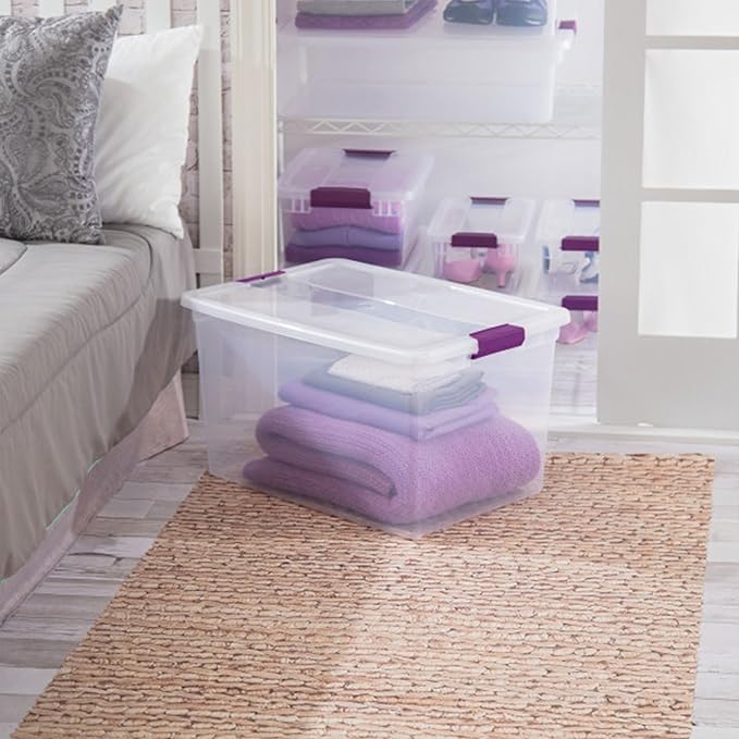 Sterilite 6 Pack 66 Quart ClearView Latch Box, Stackable Organizer Bins with Latching Lids - Clear Plastic Organization Containers for Closet, Bedroom, Shelving Units and Everyday Home Storage
