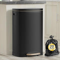 13 Gallon Trash Can with Lid, 50L Fingerprint Proof Stainless Steel Kitchen Trash Can with Removable Inner Bucket and Lid Soft Close, Pedal Rubbish Bin for Home Office, Black