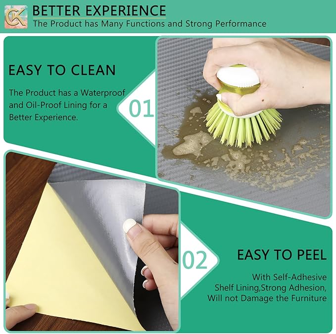 Self-Adhesive Shelf Liner Kitchen Liner, Waterproof Backed Paper Easy Peel and Stick Contact Liner Without Residue for Decor Your Desk Surface, Kitchen Countertops (Silver, 11.8 x 118.1 inches)