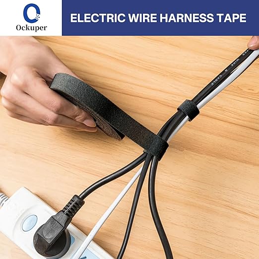 Wire Harness Tape, 0.98＂x 49FT 5 Rolls, Wiring Loom Harness, Self-Adhesive Felt Cloth Electrical Tape for Automotive Engines, Harness Wrap Protection,Noise Dampening and Cable Protection,Black