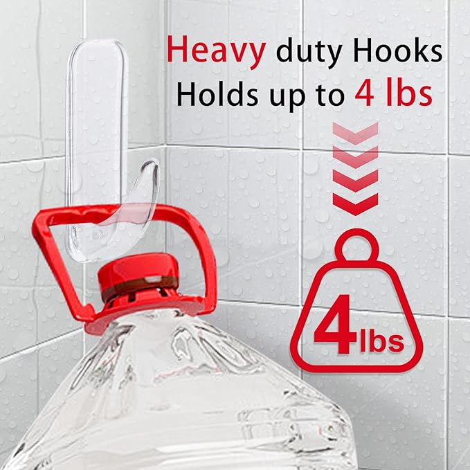 Wall Hooks for Hanging Heavy Duty, Medium 22 Self Adhesive Wall with 26 Strips no Damage, Transparent Sticky for Key, Shower,Towel, Coat, Door, Hat