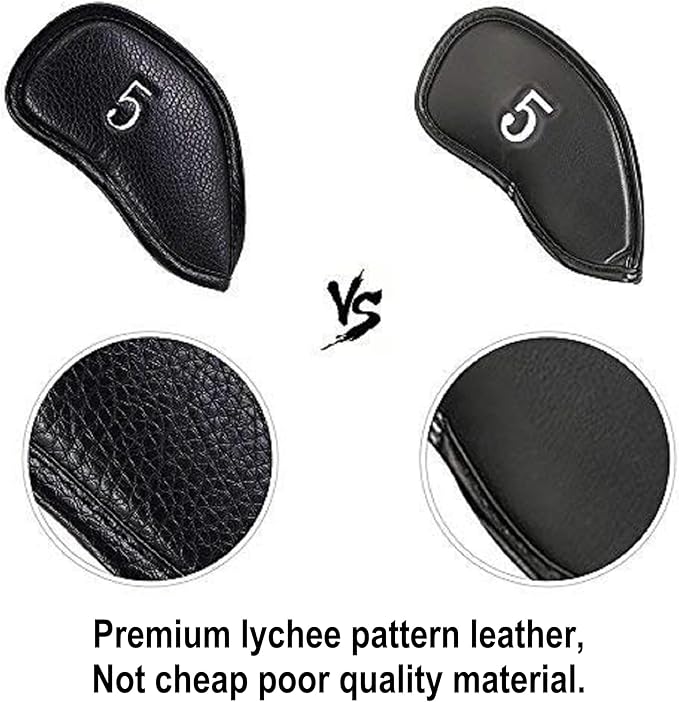 CRAFTSMAN GOLF 12pcs or 1pc Thick Synthetic Leather Golf Iron Head Covers Set Headcover Fit All Brands Callaway Ping Taylormade Cobra Etc. Also Custom Name