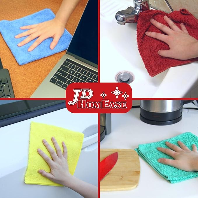 Microfiber Cleaning Cloths, 240 Pack, 16"x16", All-Purpose, Softer, Highly Absorbent, Lint-Free, Reusable, Washable Pro Towels, Red, for House, Kitchen, Bathroom, Car, Office
