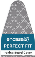 Encasa XO Ironing Board Cover and Pad 57"x22" - Thick 3mm Felt Padding, Drawstring Tightening & Lock, Easy Fit, Scorch & Stain Resistant, Fits X-Large Ironing Board - Grey Tiles