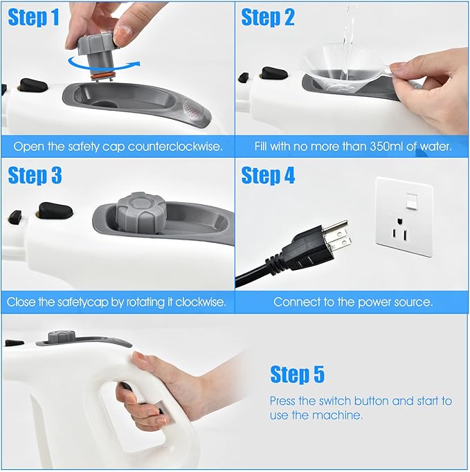 COSTWAY Handheld MultiPurpose Steam Cleaner with 17 Pieces, 350ml Large Capacity Steam Mop Continuous Fill water, Portable Chemical-Free Steamer for Home Use, Floors, Windows, 1400W, Grey