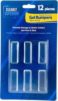 12-Pack Clearly Superior Gel Bumpers. Small Rectangle 1.5" x .5" Protects Surfaces & Quiets Contact. Use on Furniture, Doors, Cabinets, Walls & Appliances. Self Adhesive, Just Press to Apply