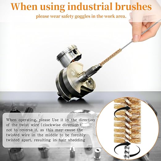 14-Pieces Brass Wire Brush Stainless Steel Tube Brush Set 12" Round Wire Brushes Kit Bore Brush Metal Bristle Cleaning for Pipe, Tube, Auto Parts, Engine (6mm/8mm/10mm/12mm/15mm/20mm/22mm)