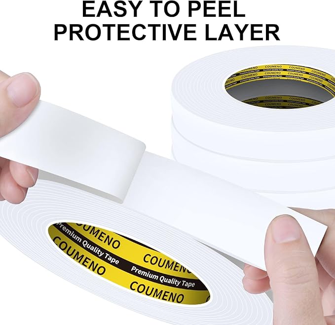 Single-Sided EVA Foam Tape, Single-Sided Sealing Strip Foam Pad Sponge Tape,Self-Adhesive Insulation Sealing Tape (White) 1inX16.4FT