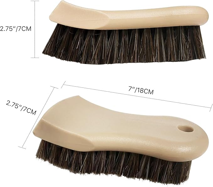 YeewayVeh Long Bristle Horse Hair Brush for Leather, Versatile Leather Cleaning Brush for Car Interior Seat, Carpet, Upholstery, Furniture and Shoes