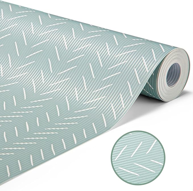 Glotoch Premium Non Slip Shelf Liner, Non Adhesive Drawer Liner, Waterproof Shelf Liners for Kitchen Cabinets, Drawer, Fridge, Wire Shelving, Pantry-17.5" X 360", Heavy Duty, Green Herringbone