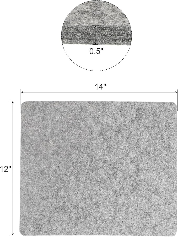 PATIKIL Wool Pressing Mat, 14" x 12" Wool Ironing Pad Blanket 0.5" Thickened Heat Resistant Quilting Ironing Pad for Quilters Sewing Craft, Grey