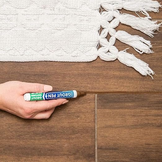 Grout Pen Brown Tile Paint Marker: Waterproof Grout Paint, Tile Grout Colorant and Sealer Pen - Narrow 5mm, 2 Pack with Extra Tips (7mL) - Brown