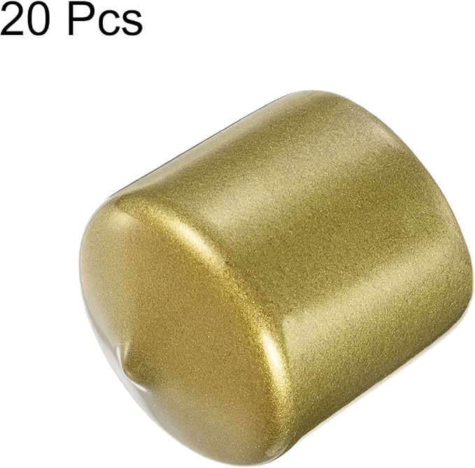 uxcell 20pcs Rubber End Caps 34mm ID Vinyl Round Tube Bolt Cap Cover Thread Protectors Gold