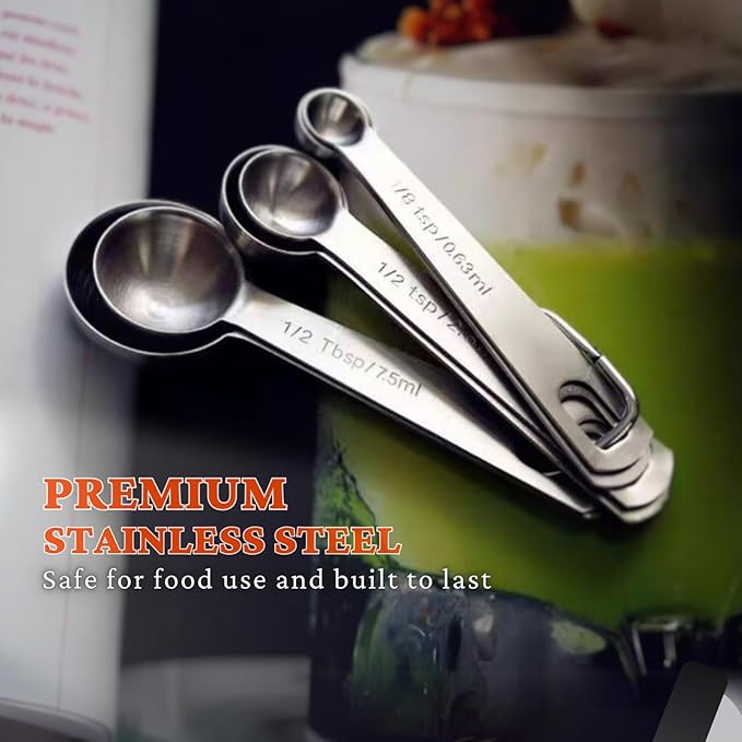11PCS Measuring Spoons Set Stainless 1 tbsp, 1/2 tbsp, and 1-1/16tsp Steel Measuring Spoons for Cooking Baking Spice Jars and Liquid Ingredients
