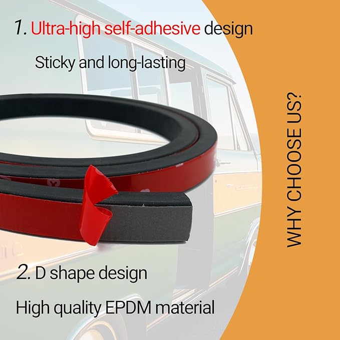 Rubber Weather Stripping, Rectangle Foam Seal Strip, Rubber Gasket for for Auto, Boat, Garage Door/Window, Machinery and More, W:0.75" x H:0.5", L:5Ft