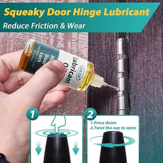 Keze Door Hinge Lubricant Door Squeaky Fix Lubricating Oil for Noise Synthetic Knife Oil Lube for Lock Hinge Hair Trimmers Knife Pivot Machine Tools Watch Keyhole with Needle Oiler 1 oz, 1 Pcs