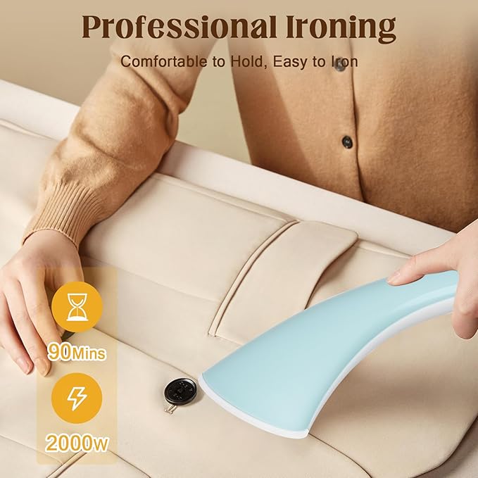 Standing Garment Steamer, 2000W Powerful Steamer for Clothes, 10 Steam Levels, 2.7L Water Tank for 90 Mins Continuous Steaming, Home Commercial Use (Blue)