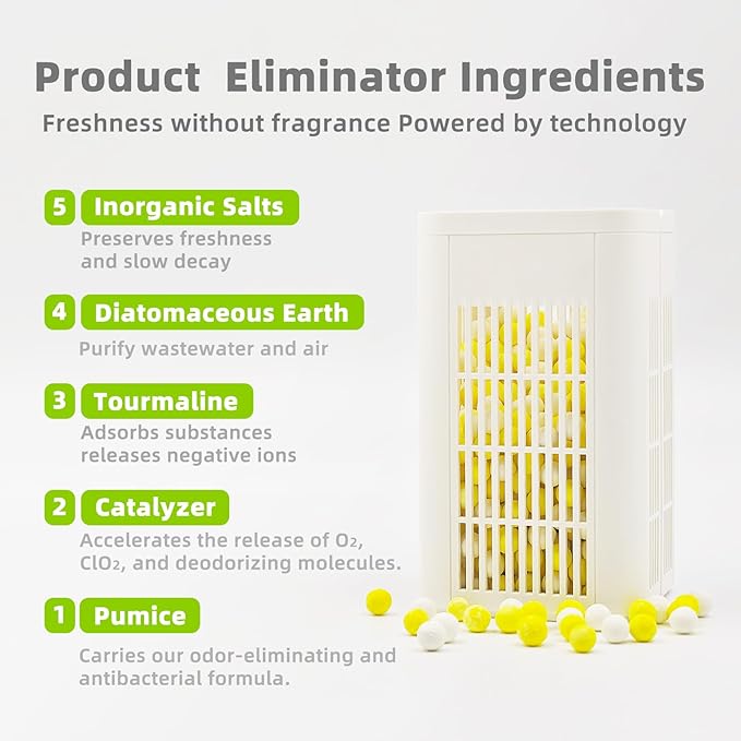 Strongest Refrigerator Deodorizer Odor Eliminator - 24h Fast Odor Removal, 12Months Long-Lasting Freshness, Non-Toxic Formula