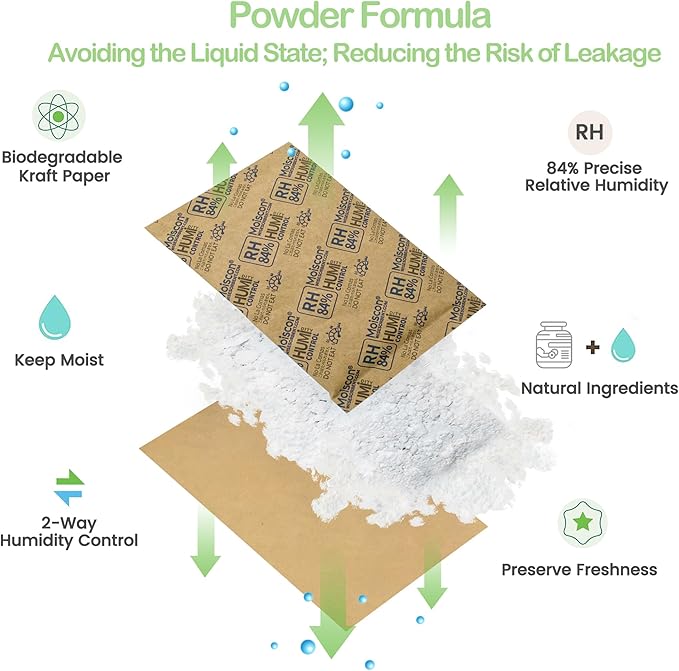 84% Two-Way Humidity Control Packs for Storing 1 lb – Size 60 – 90 Pack – Seasoning Packets Moisture Control Packets Individually Wrapped, Humidifier Packs for Season Wood Humidifier Boxes