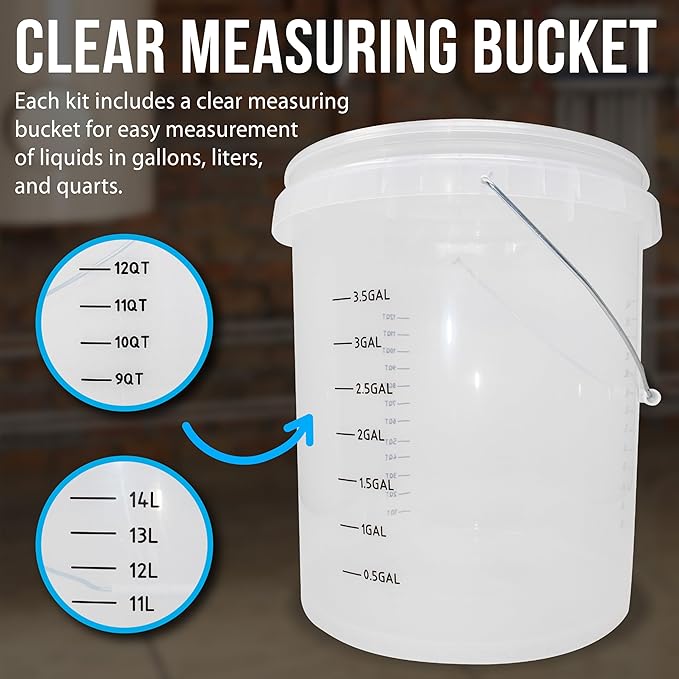 DrainX Tankless Water Heater Flushing Kit Includes Submersible Pump, Hoses, Liquid Descaler Solution, and Measuring Bucket