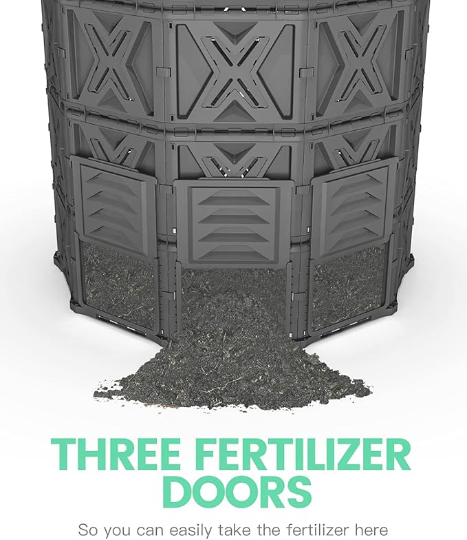 Large Compost Bin - 190 Gallon (720 L) Garden Composter with Better Aeration System, Easy Assembling/BPA Free/Sturdy/Outdoor Compost Tumbler