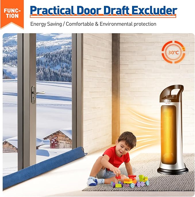 MAGZO Door Draft Stopper, 36 Inch Under Door Draft Blocker Noise Stopper, Weighted Wind Blocker Draft Guard for Bottom of Door, Blue