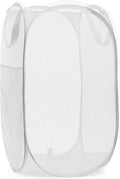 Handy Laundry Collapsible Mesh Pop Up Hamper with Wide Opening and Side Pocket - Breathable, Sturdy, Foldable, and Space-Saving Design for Clothes and Storage (White)