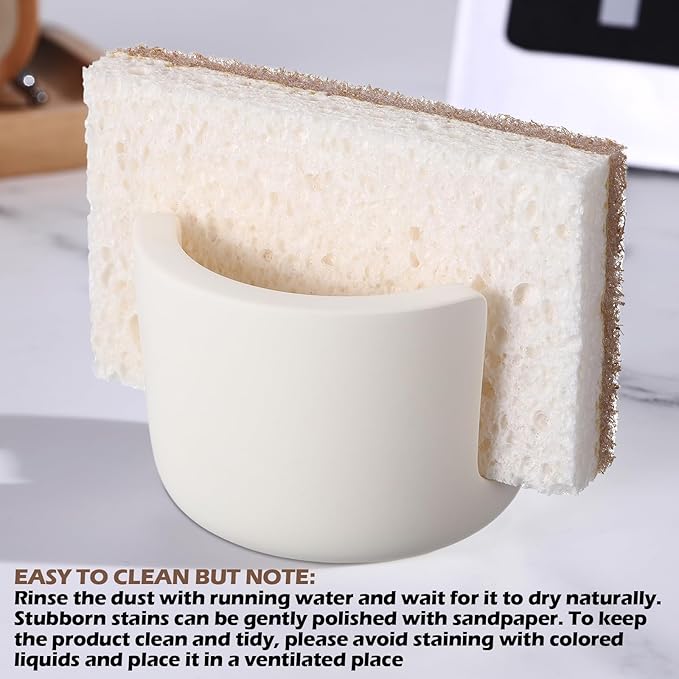 Geelin 2 Pack Diatomite Stone Sponge Holder for Kitchen Sink Absorbent Sponge Drying Rack Dish Organizer Kitchen Accessories Sink Tray(Beige)