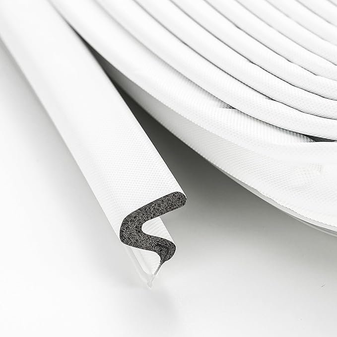 Weather Stripping Door Seal Strip - Soundproof Q Foam for Door Frame, Exterior Large Gap - Easy to Install (White, 50FT)