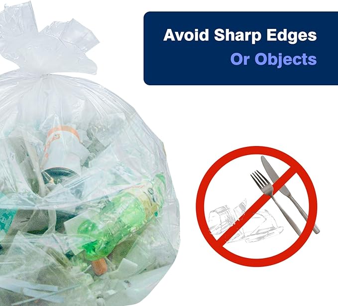 20-30 Gallon Trash Can Liners, 500 Count High Density Garbage Bags, 30'' x 37'', Clear, for Outdoor, Bathroom, Office, Recycling, Janitoria, Commercial and Industrial Use