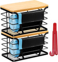 2 - Pack Trash Bag Dispenser with Bamboo Top, Stackable Garbage Bag Holder, Large Capacity Trash Bag Storage Space-Saving Trash Bag Holder Dispenser Storage Solution, Trash Bag Storage Organizer.