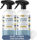 Therapy Granite Countertop Cleaner & Polish (2 Pack - With Microfiber) - pH Neutral, Marble Cleaner, Soapstone, Quartz, Stone, Quartzite, Slate, Limestone, Corian, Laminate