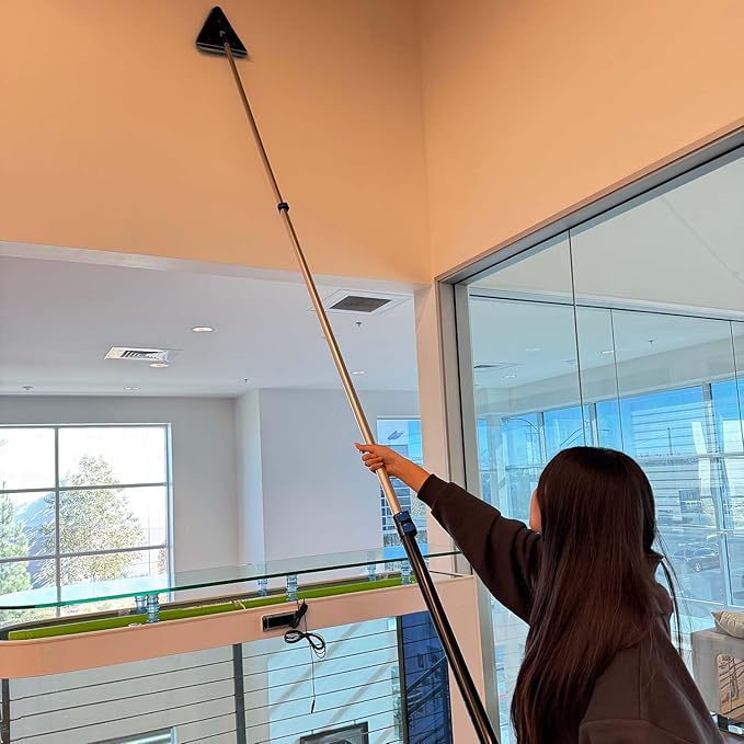 20 Feet High Ceilings Baseboard Wall Cleaner Mop with 12 Ft Extension Pole, Cobweb Duster, Window Cleaning Squeegee Kit (12ft)