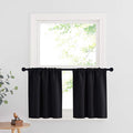 RYB HOME Blackout Curtains for Kitchen, Over Sink Privacy Curtains Window Decor, Thermal Insulating Drapes for Bathroom Cafe Bedroom Small Window, W 42 x L 24 inch, Black, 2 Panels