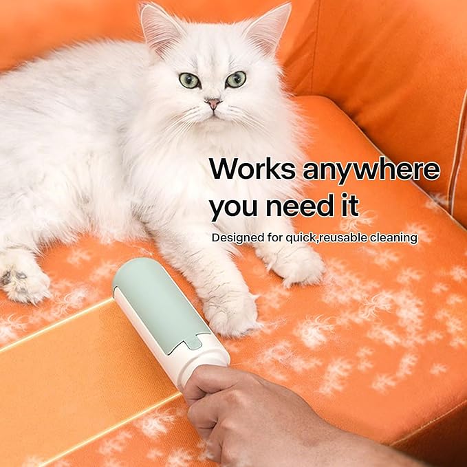 PAKEWAY 2 Pack Pet Hair Removal Tool, Reusable Dog & Cat Fur Remover with Comfy Non-Slip Handle, Portable Lint Roller with Self-Cleaning Base for Couch, Car Seat, Carpet, Bedding