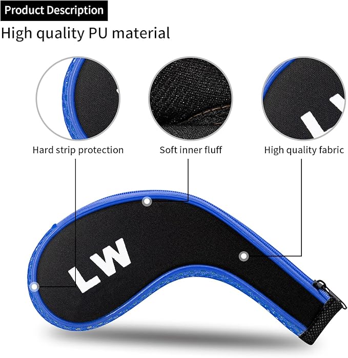 Golf 12pcs Thick Synthetic Golf Iron Head Covers Set Headcover Fit All Brands Callaway Ping Taylormade Cobra Etc. Also Custom Name