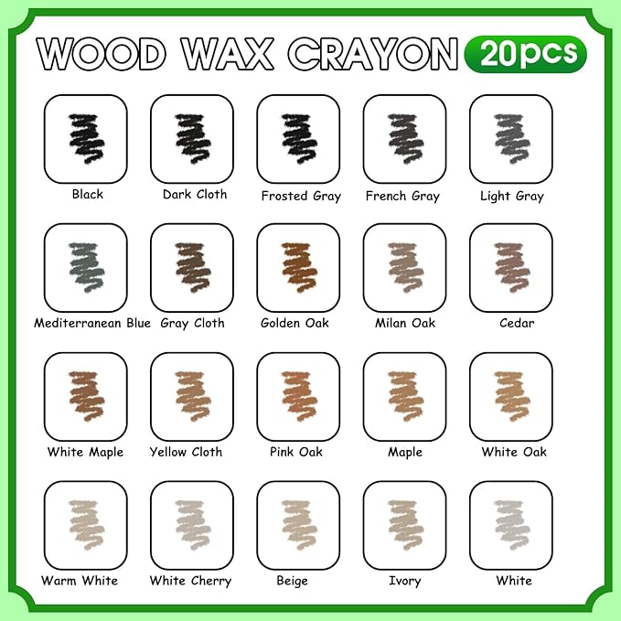 Furniture Markers Touch Up, 20 Colors Wood Filler Sticks, Wood Wax Crayons for Repairing Scratches, Scuffs, Cracks, Holes on Furniture, Floors, Cabinets, Tables, and Doors - Mixed Series
