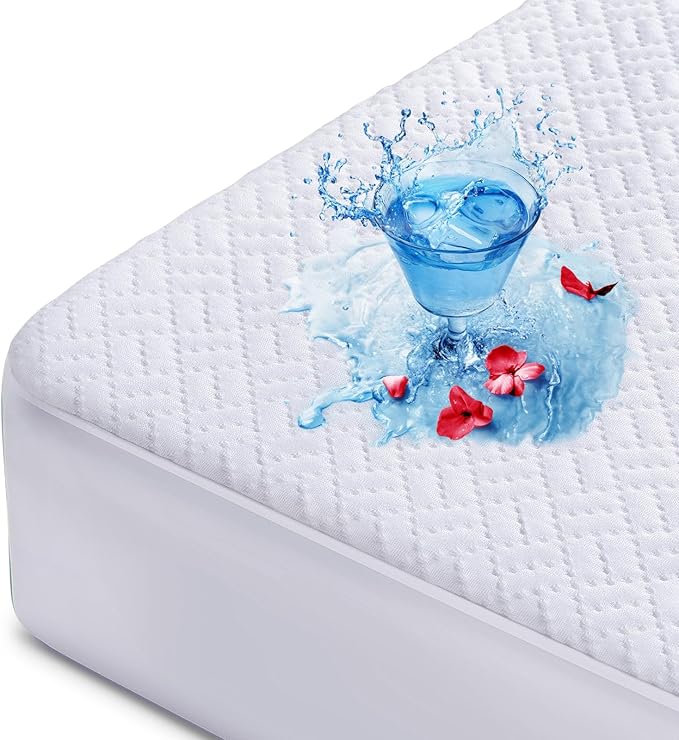 Hanherry 100% Waterproof Mattress Protector California King Size, Mattress Pad Cover 3D Air Fabric Cooling Smooth Soft Breathable Noiseless, 8''-21'' Deep Pocket