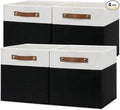 Temary Foldable Storage Cubes Set of 4 - Organizers with Handles, Decorative Storage Boxes for Home, Office (White&Black)