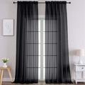 Chyhomenyc Extra Long Black Sheer Curtains 108 Inches Long 2 Panels, Light Filtering Black Curtains for Living Room, Soft Gentle Voile Rod Pocket Bedroom Window Drapes, 59Wx108L Inch, 9FT, 2PCS