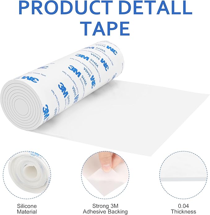 Silicone Furniture Pads, 5" x 40" Non Slip Furniture Pads Anti Skid Pads Non Slip Self Adhesive Cuttable Silicone Tape Strip Roll for Protecting Hardwood Floors Chair Wall Protector - White