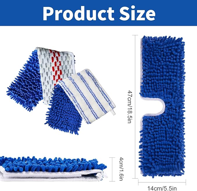 4 Pack Mop Heads Replacements Compatible with O-cedar Dual-Action Flip Mop, Chenille + Microfiber Mop Refills for Dry/Wet Use, Reusable and Machine Washable Dust Mop Cloths for Hardwood Floor Cleaning