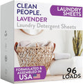 The Clean People Lavender Laundry Detergent Sheets - Laundry Soap - Ultra Concentrated, Recyclable Packaging, Stain Fighting - Lavender, 96 Pack