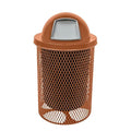 COATEDOUTDOORFURNITURE 32-Gallon Heavy-Duty Expanded Metal Round Trash Receptacle, Commercial Outdoor Waste Bin with Liner & Black Dome Lid – Made in America (Textured Copper)